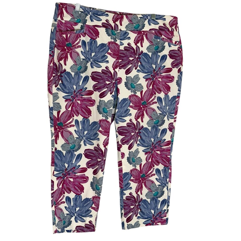 Soft Surroundings Cropped Pants Capri Tummy Control Floral Petite PXL